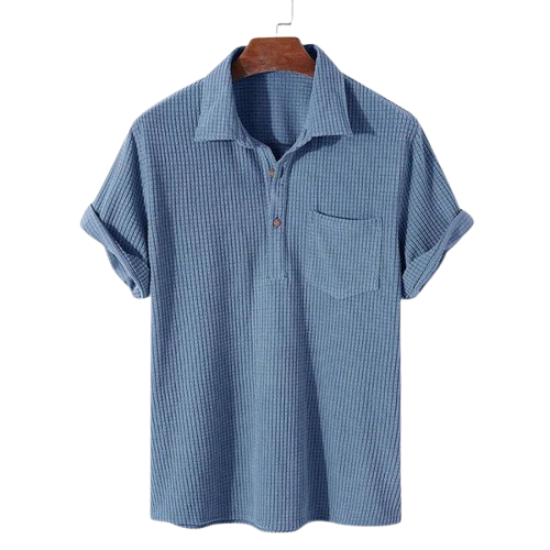 Men’s Textured Polo Shirt | Lightweight Summer Knit | Casual Short Sleeve Top