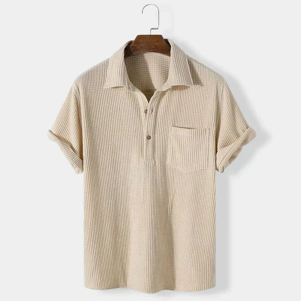 Men’s Textured Polo Shirt | Lightweight Summer Knit | Casual Short Sleeve Top