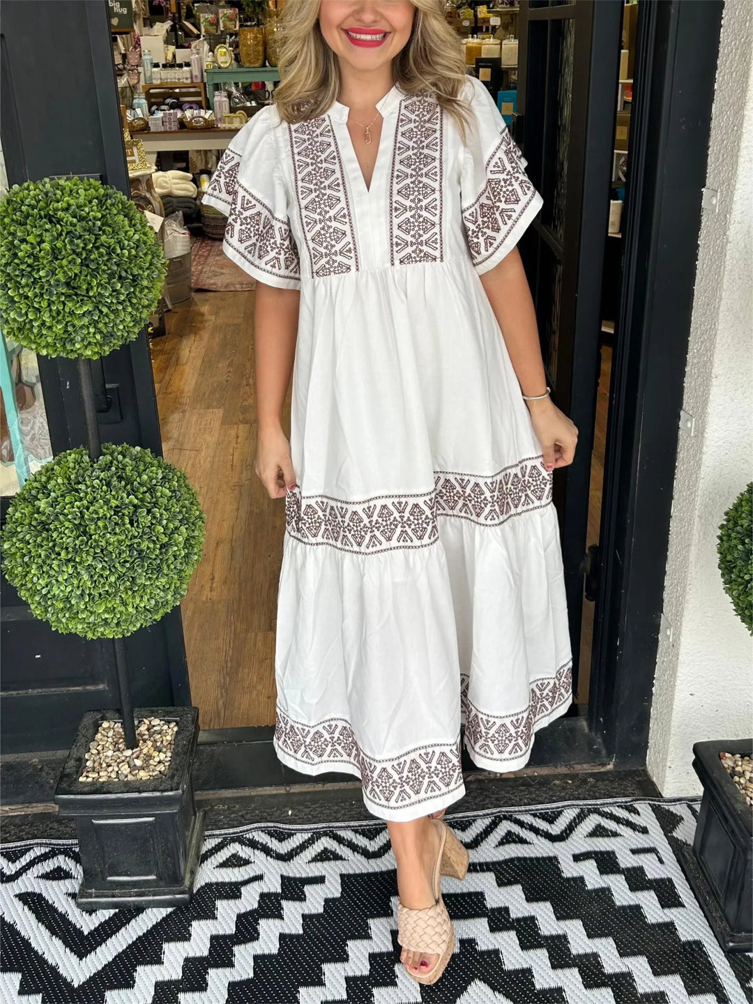 Noéa - Long Bohemian V-Neck Dress