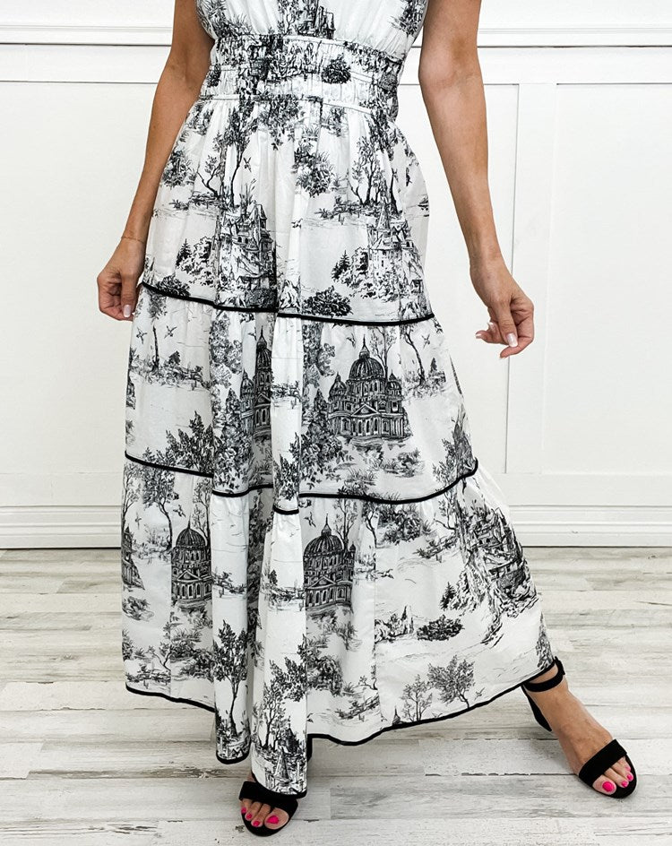 Selindra - Classic Canvas Print Maxi Dress