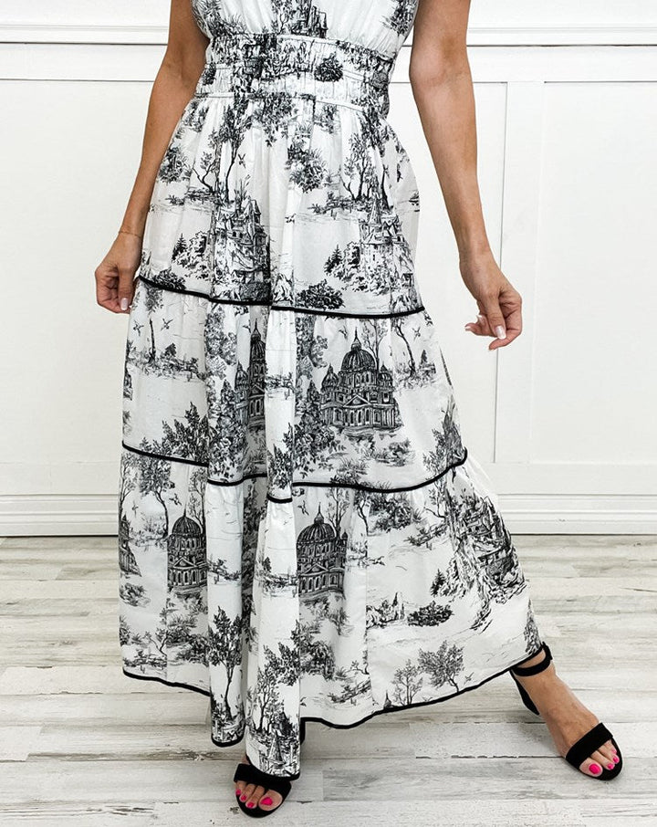 Selindra - Classic Canvas Print Maxi Dress