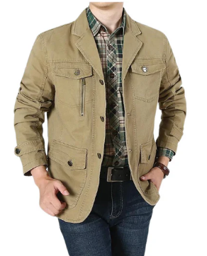 Veste utilitaire de terrain pour homme | Sergé de coton multipoches | Couche de mi-saison pour l'extérieur