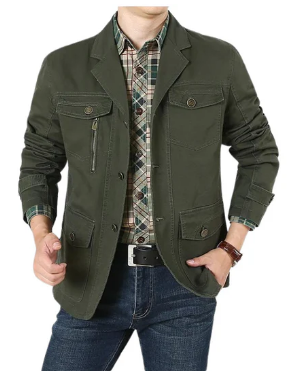 Veste utilitaire de terrain pour homme | Sergé de coton multipoches | Couche de mi-saison pour l'extérieur