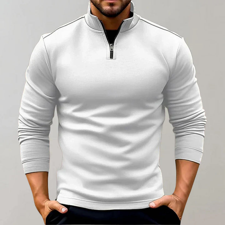 Sweat-shirt à col zippé | Molleton stretch mi-lourd | Coupe athlétique décontractée