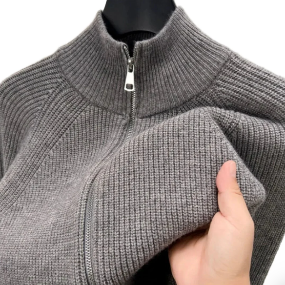 Men’s Ribbed Quarter-Zip Sweater | High Neck | Warm Textured Knit