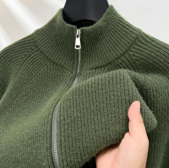 Men’s Ribbed Quarter-Zip Sweater | High Neck | Warm Textured Knit