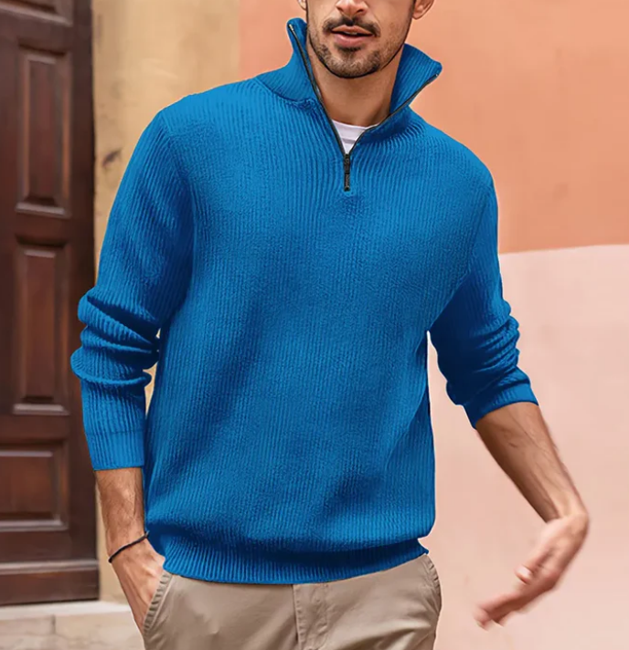 Owen – Textured Rib Quarter-Zip Sweater
