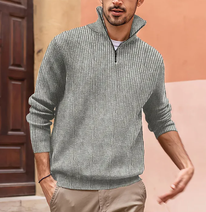 Owen – Textured Rib Quarter-Zip Sweater
