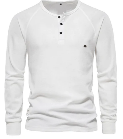 Men’s Long Sleeve Henley Shirt | Lightweight Cotton | Casual Button Neck Top