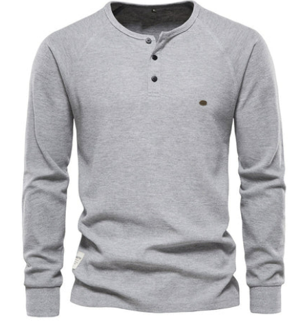 Men’s Long Sleeve Henley Shirt | Lightweight Cotton | Casual Button Neck Top