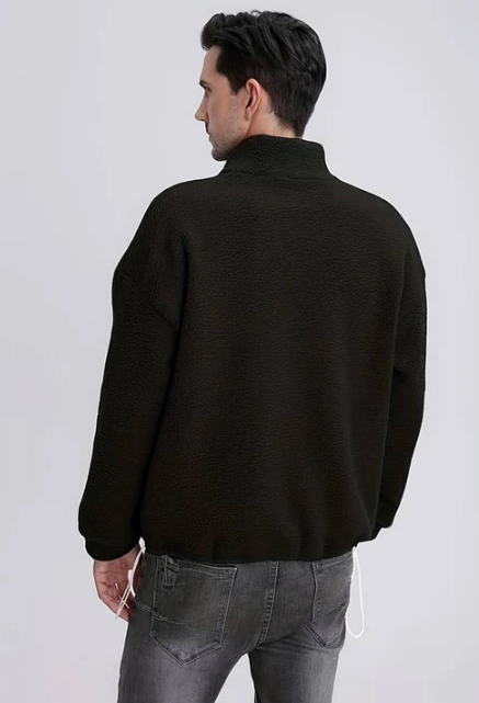 Pull en polaire sherpa pour homme | Fermeture éclair 1/4, couche chaude pour temps froid