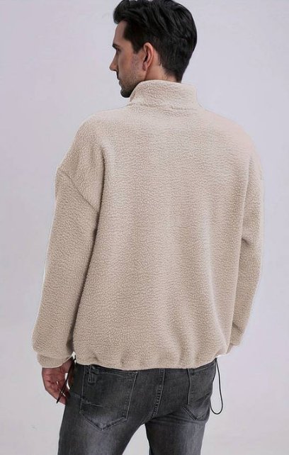Pull en polaire sherpa pour homme | Fermeture éclair 1/4, couche chaude pour temps froid