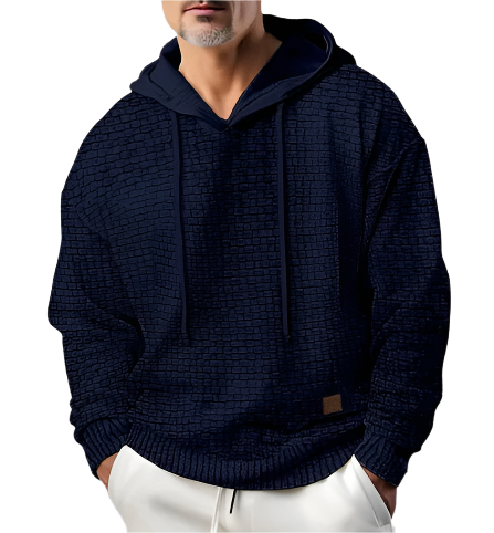 Men’s Lightweight Hooded Pullover | Textured Knit Hoodie | Casual Layering Top