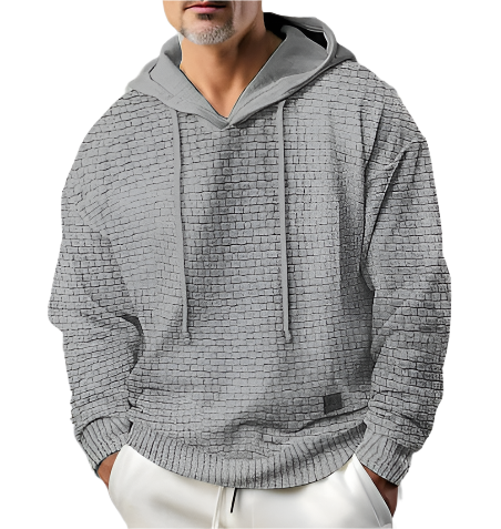 Men’s Lightweight Hooded Pullover | Textured Knit Hoodie | Casual Layering Top