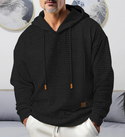Men’s Lightweight Hooded Pullover | Textured Knit Hoodie | Casual Layering Top