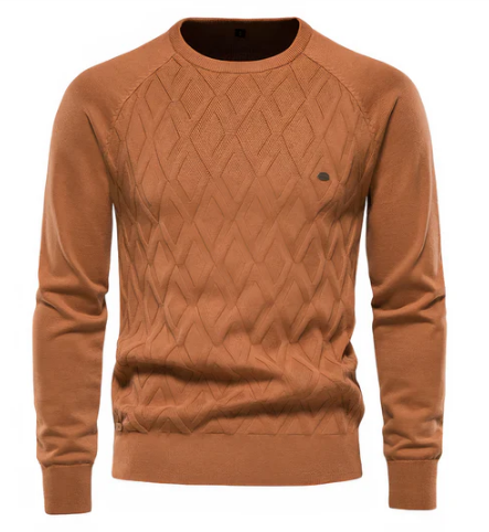 Pull en maille torsadée pour homme | Col rond classique | Couche chaude pour l'hiver