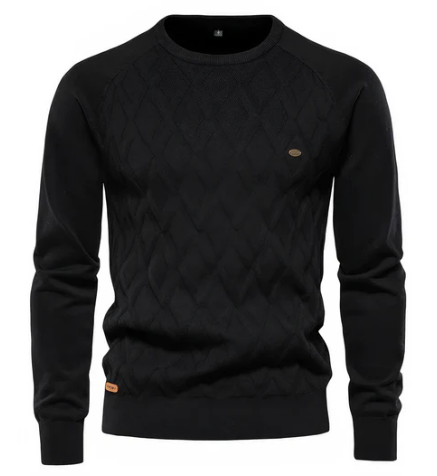 Pull en maille torsadée pour homme | Col rond classique | Couche chaude pour l'hiver