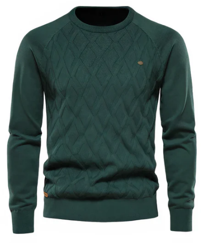 Pull en maille torsadée pour homme | Col rond classique | Couche chaude pour l'hiver