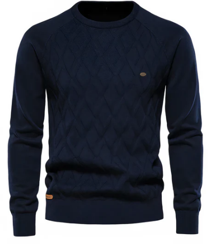 Pull en maille torsadée pour homme | Col rond classique | Couche chaude pour l'hiver