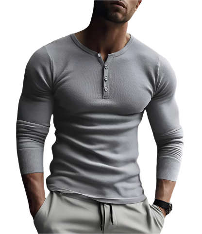 Men’s Slim Fit Henley Shirt | Long Sleeve | Casual Base Layer
