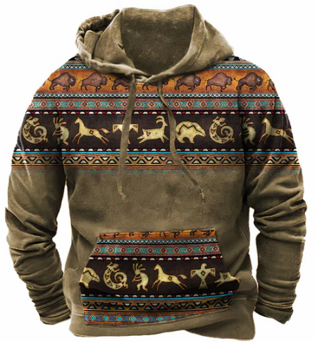 Men’s Tribal Hoodie | Fleece Pullover with Kangaroo Pocket | Casual Streetwear Canada