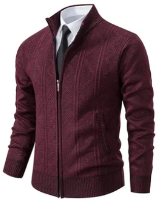 Men’s Knit Zip Sweater | Geometric Patterned Cardigan | Smart Casual Layer