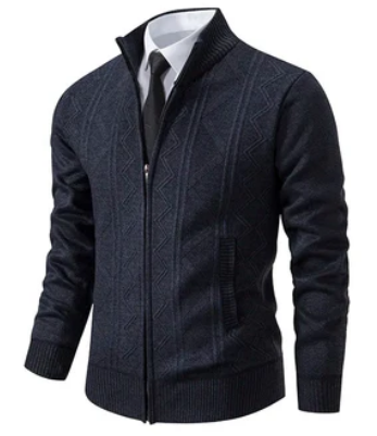 Men’s Knit Zip Sweater | Geometric Patterned Cardigan | Smart Casual Layer