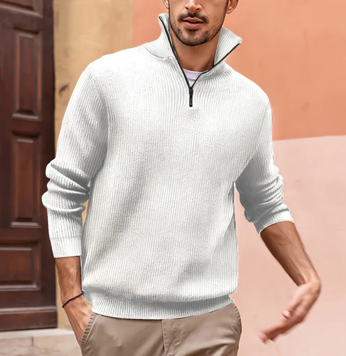 Owen – Textured Rib Quarter-Zip Sweater