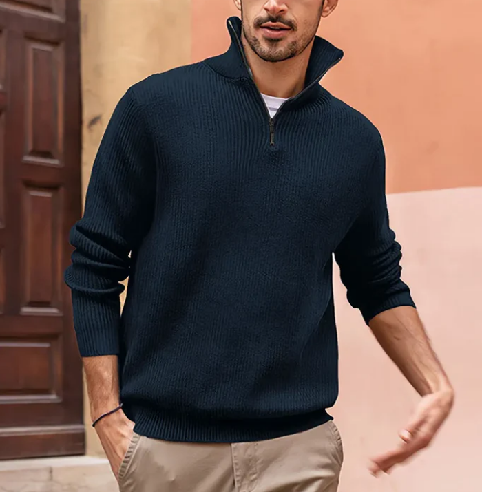 Owen – Textured Rib Quarter-Zip Sweater