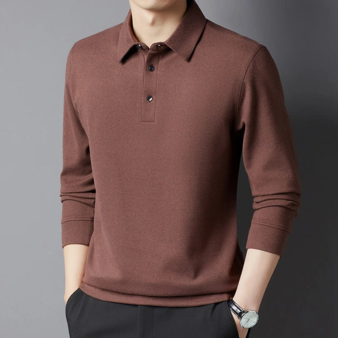 Men’s Knit Polo Sweater | Long Sleeve Lightweight Layer | Smart-Casual Essential