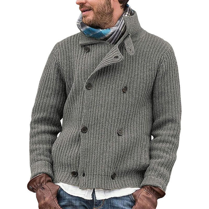 Men’s Wool Blend Knit Jacket | Double-Breasted Casual Outerwear | Transitional Layer