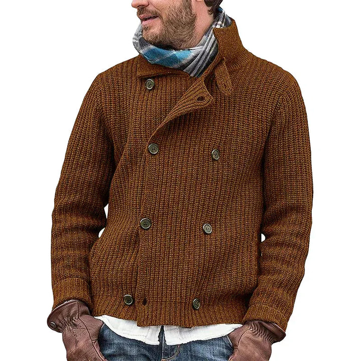 Men’s Wool Blend Knit Jacket | Double-Breasted Casual Outerwear | Transitional Layer