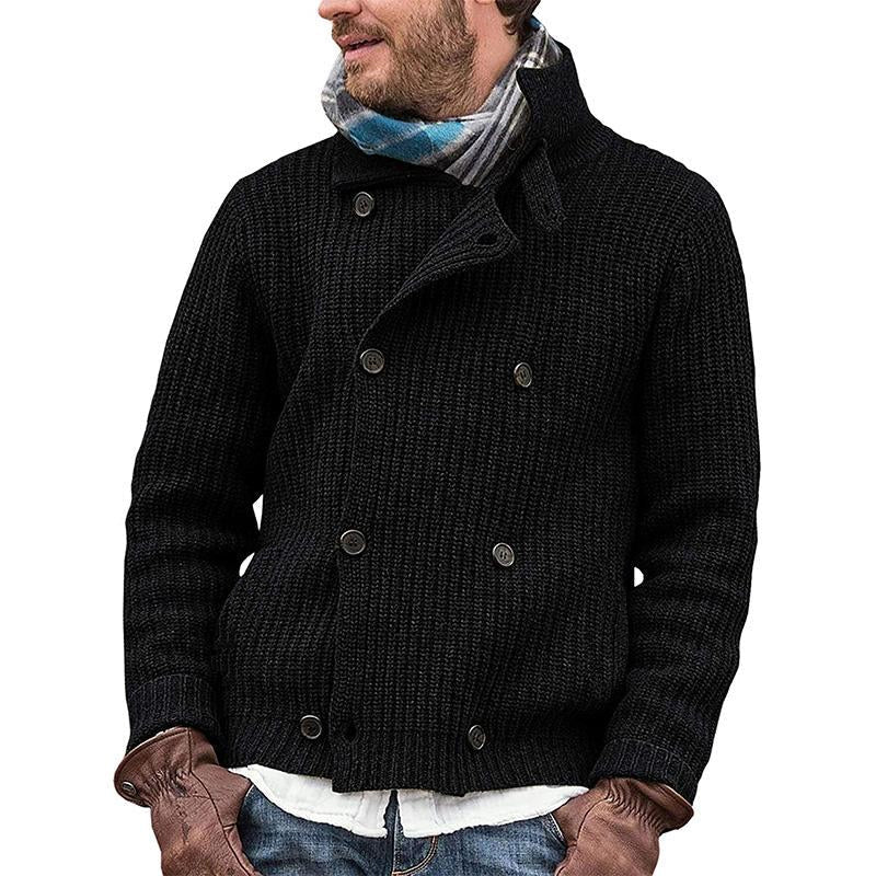 Men’s Wool Blend Knit Jacket | Double-Breasted Casual Outerwear | Transitional Layer