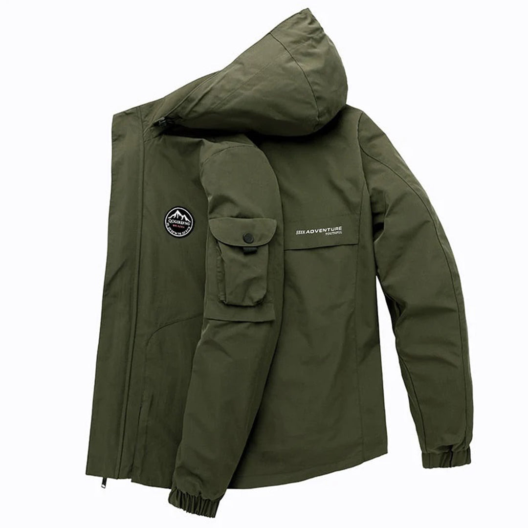 Blouson utilitaire bomber pour homme | Coupe-vent à capuche | Modèle multipoches
