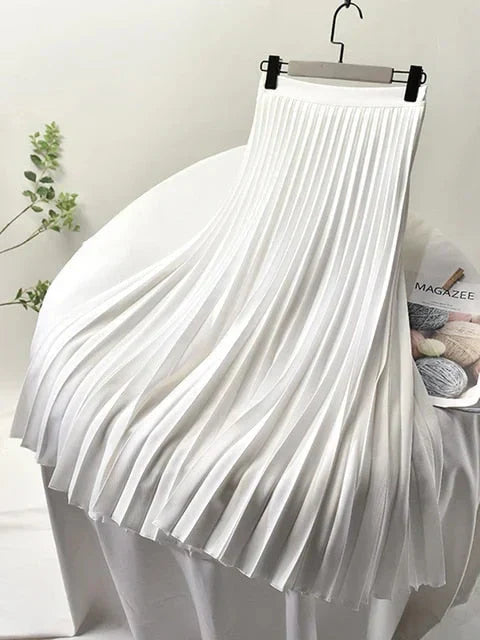 Jupe midi plissée taille haute | Coupe trapèze fluide | Style élégant au quotidien