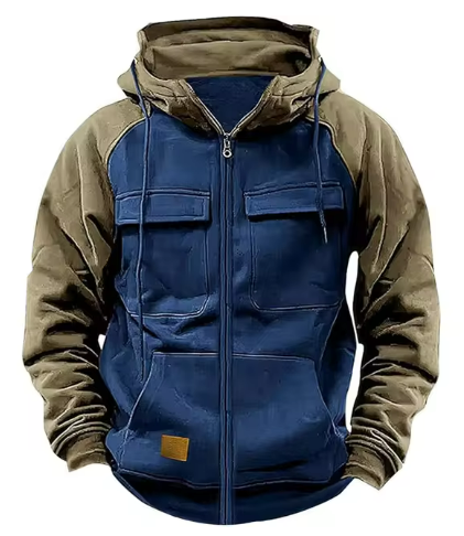Men’s Tactical Zip Hoodie | Multi-Pocket Utility Design | Fleece-Lined Streetwear
