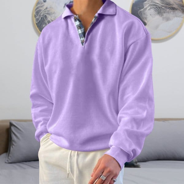 Men’s Long-Sleeve Polo Shirt | Lightweight Cotton Blend | Casual Everyday Fit