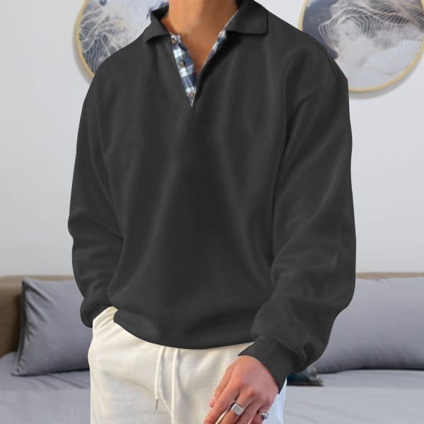 Men’s Long-Sleeve Polo Shirt | Lightweight Cotton Blend | Casual Everyday Fit