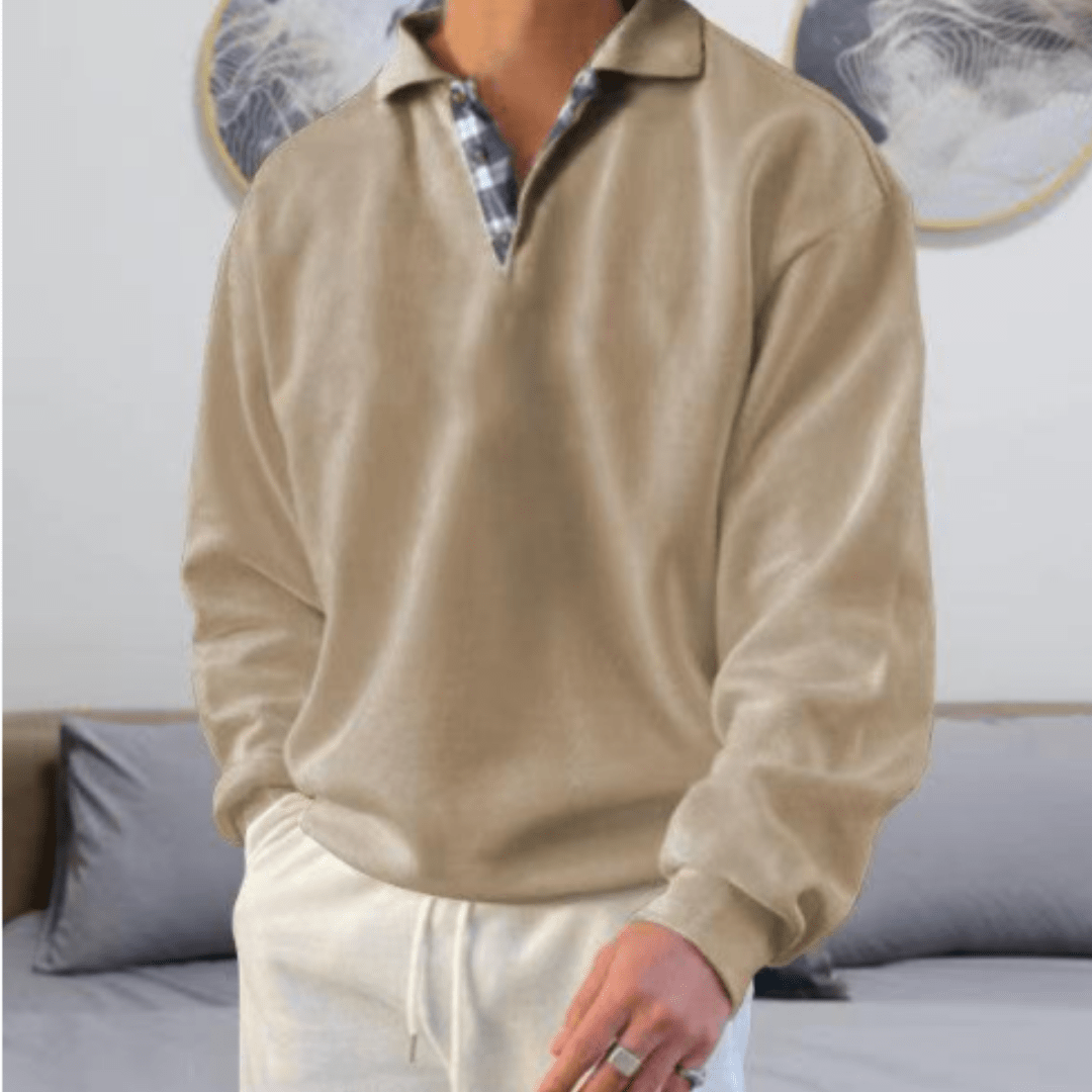 Men’s Long-Sleeve Polo Shirt | Lightweight Cotton Blend | Casual Everyday Fit