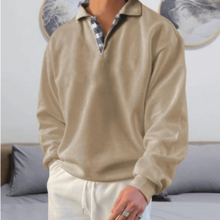 Men’s Long-Sleeve Polo Shirt | Lightweight Cotton Blend | Casual Everyday Fit