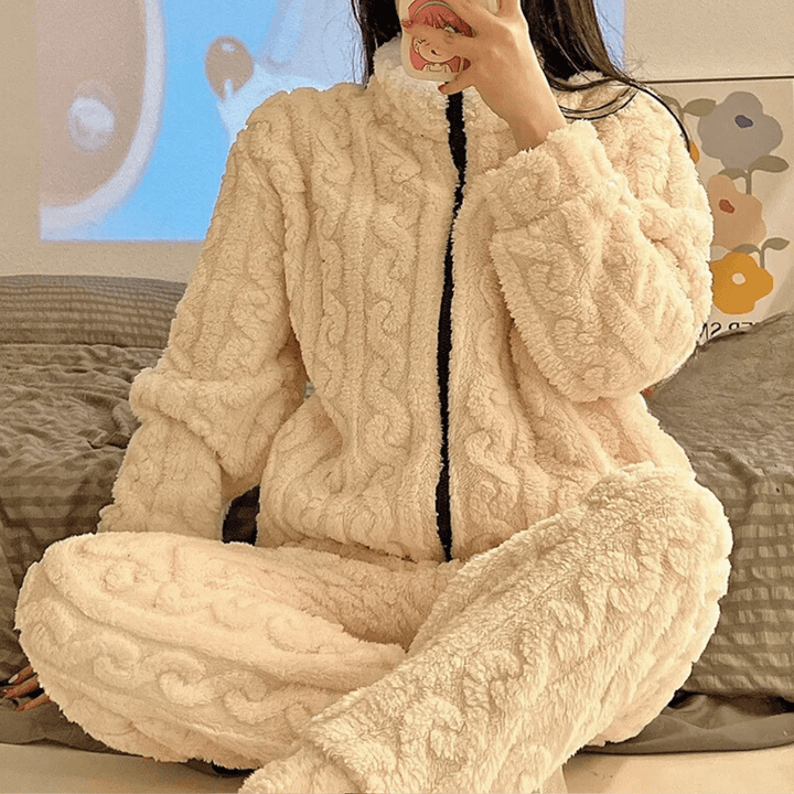 Fleece Knit Lounge Set | Ultra-Soft Comfort | Cable Knit Design | Cozy Homewear