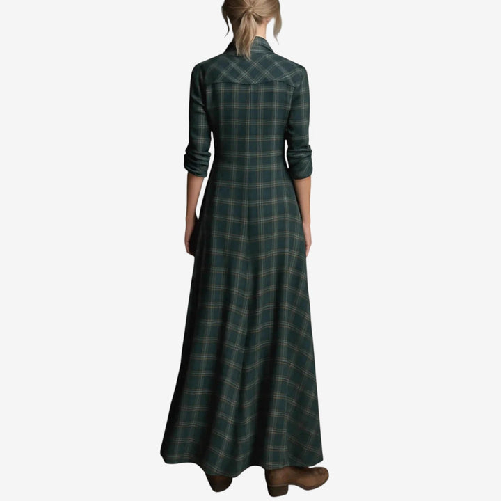 Dahlira - Elegant Long Dress with Button-Down Collar
