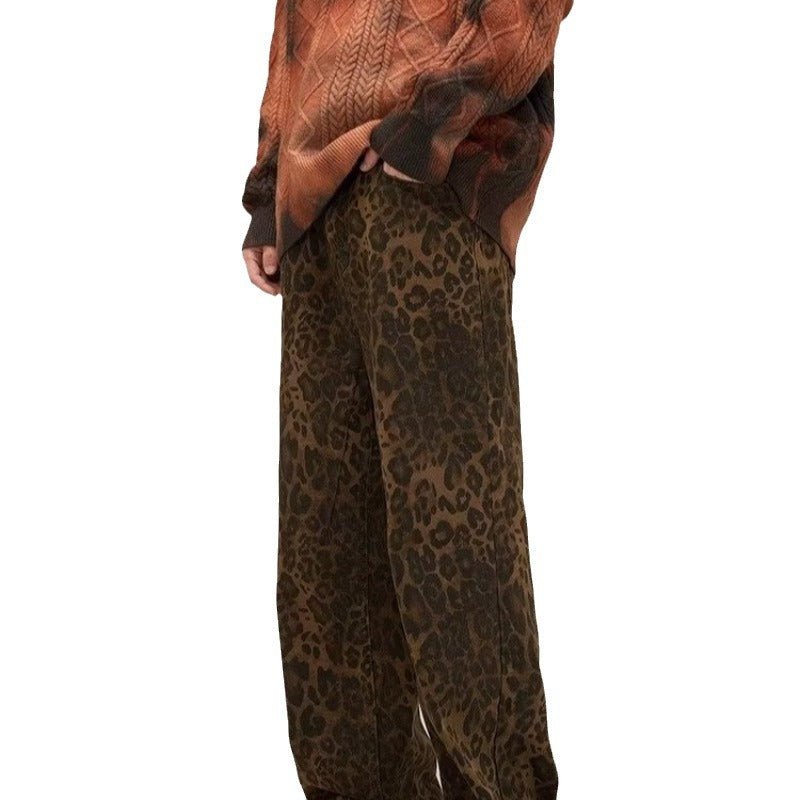 Wide-Leg Pants for Women | Relaxed Fit Corduroy Trousers | Leopard Print Statement