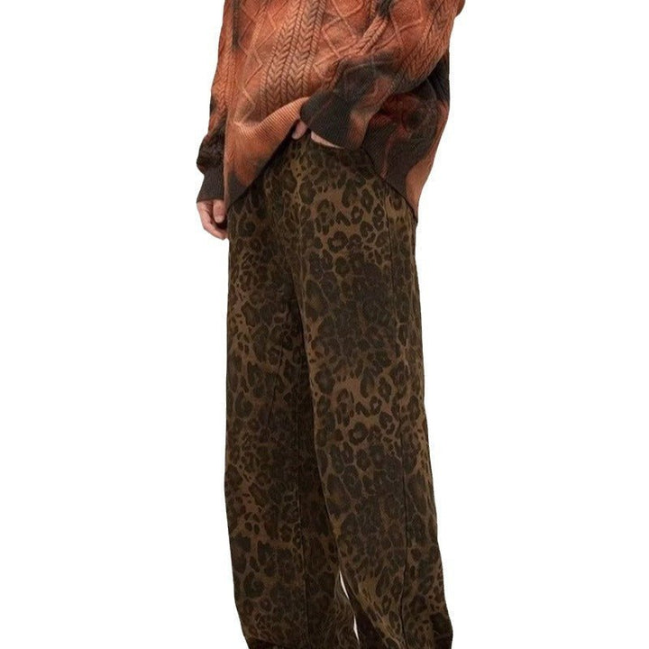 Wide-Leg Pants for Women | Relaxed Fit Corduroy Trousers | Leopard Print Statement