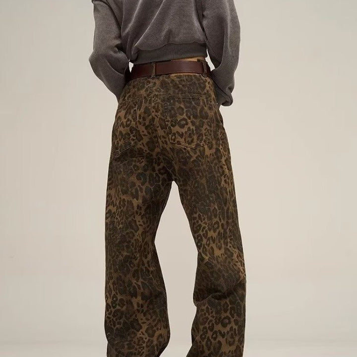 Wide-Leg Pants for Women | Relaxed Fit Corduroy Trousers | Leopard Print Statement