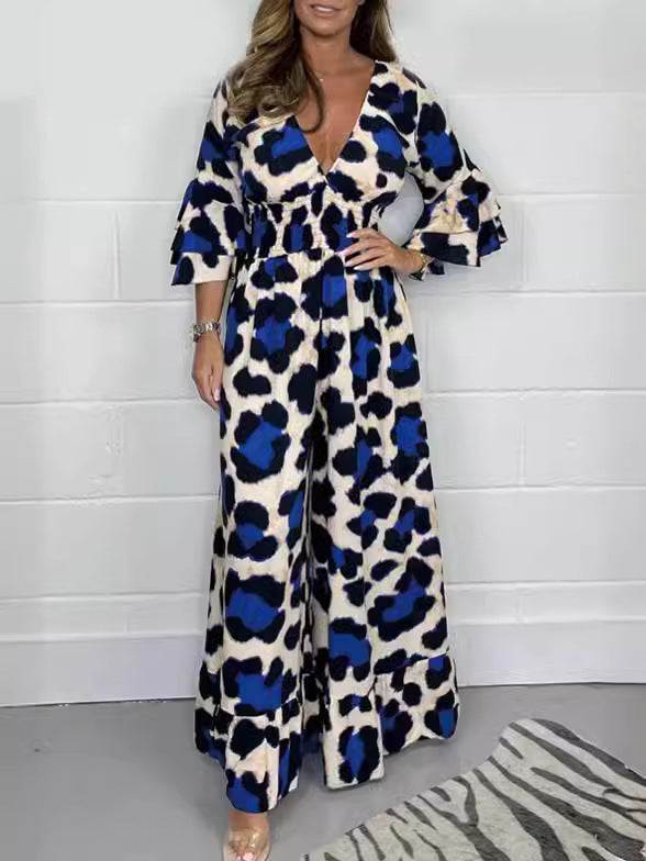 Priscille - Leopard V-Neck Jumpsuit