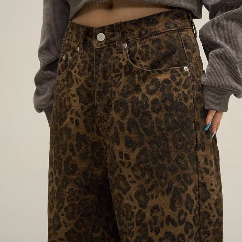 Wide-Leg Pants for Women | Relaxed Fit Corduroy Trousers | Leopard Print Statement