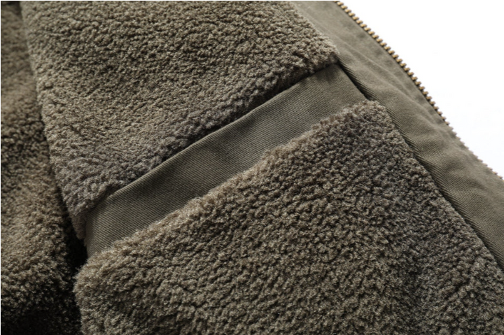 Blouson aviateur homme à col en peau lainée | Style aviateur hivernal | Doublure chaude