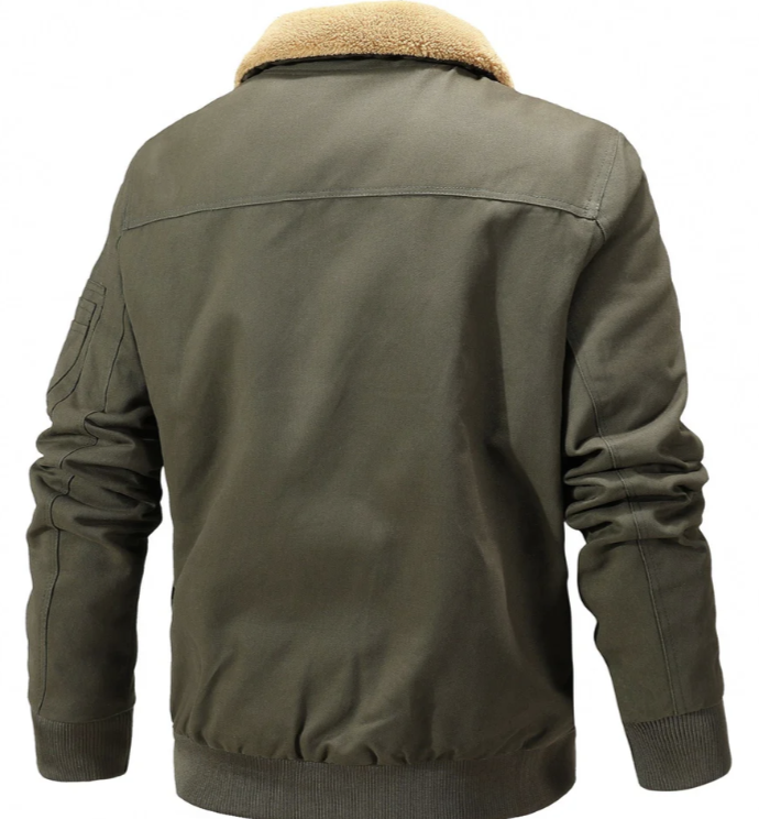 Blouson aviateur homme à col en peau lainée | Style aviateur hivernal | Doublure chaude
