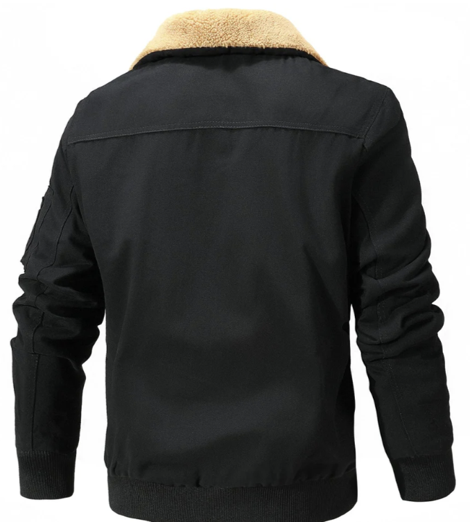 Blouson aviateur homme à col en peau lainée | Style aviateur hivernal | Doublure chaude